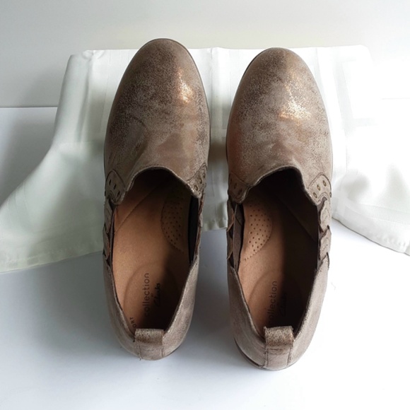 NWT Clarks Trish Bell Gunmetal Metallic Slip on Shoes Size 10 - Picture 4 of 11